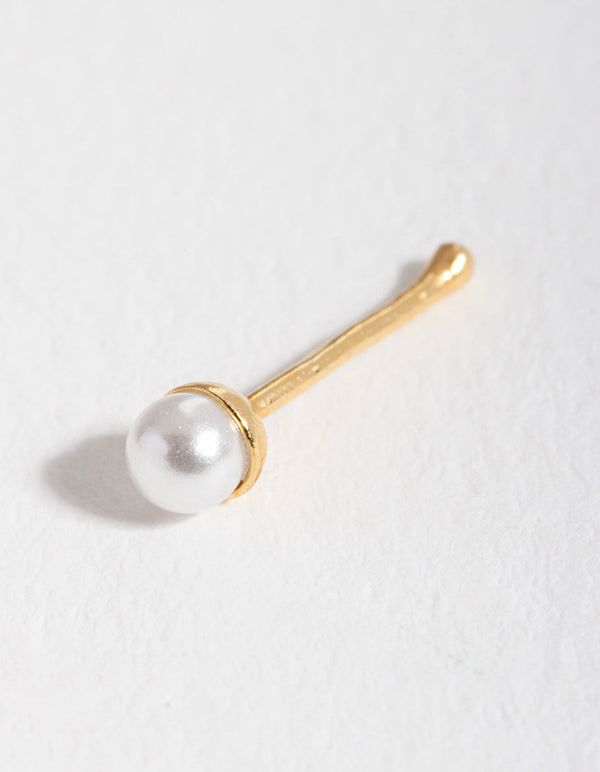 Gold Plated Sterling Silver Pearl Nose Stud