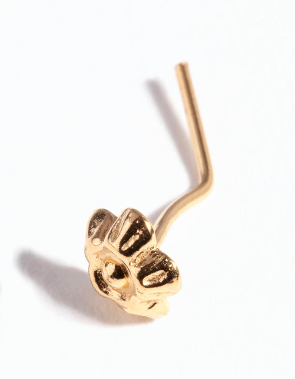 Gold Plated Sterling Silver Flower Nose Stud
