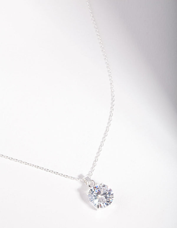 2 Carat Cubic Zirconia Sterling Silver Pendant Necklace