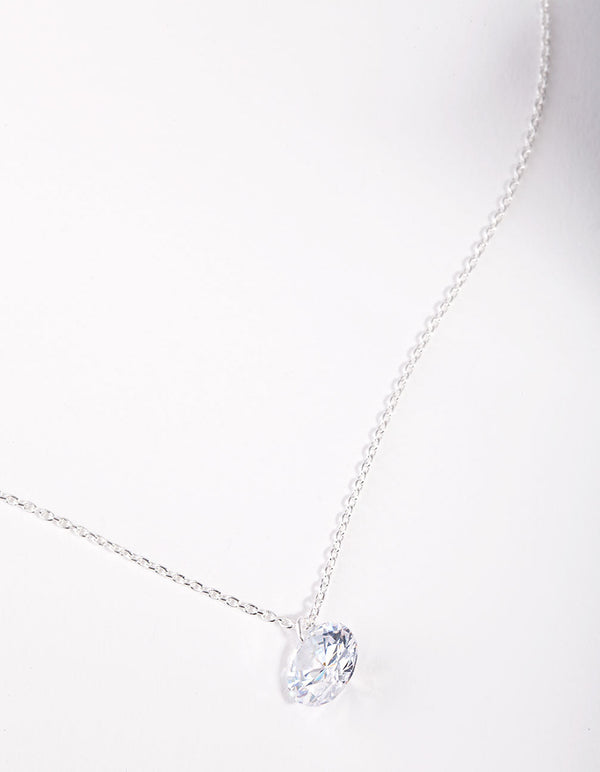 Sterling Silver Cubic Zirconia 1 Carat Stone Necklace