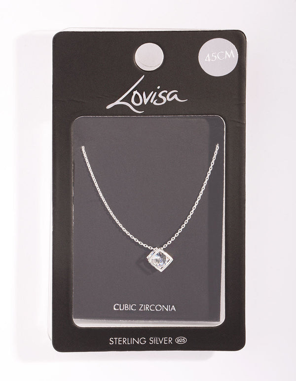 Sterling Silver Cubic Zirconia Cage Necklace
