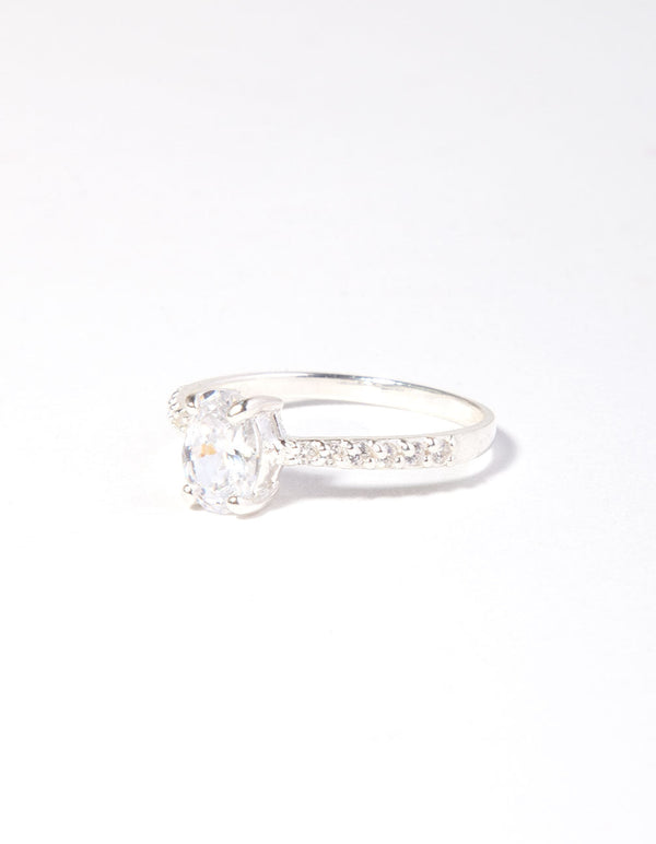 Oval 1/2 Carat Cubic Zirconia Sterling Silver Ring