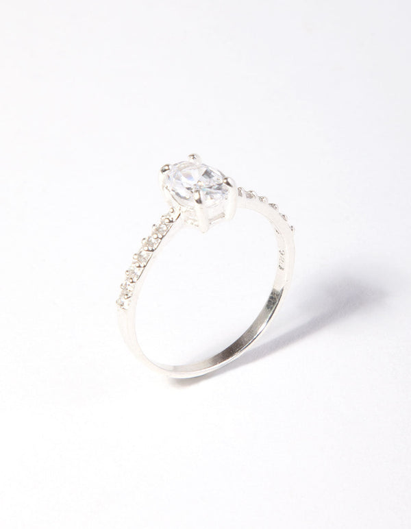 Oval 1/2 Carat Cubic Zirconia Sterling Silver Ring