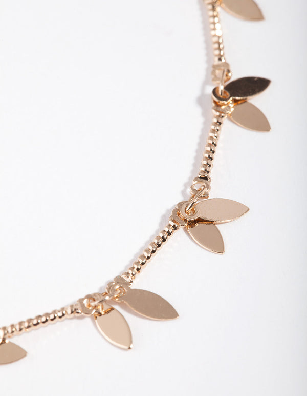 Gold Multi LeaF Anklet