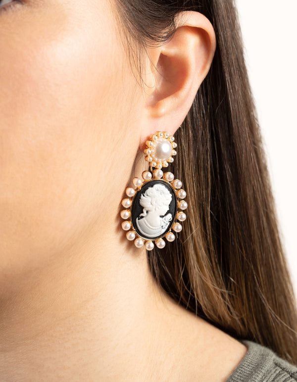 Black Gold Portrait Earrings