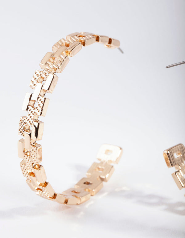 Gold Chain Link Hoop Earrings