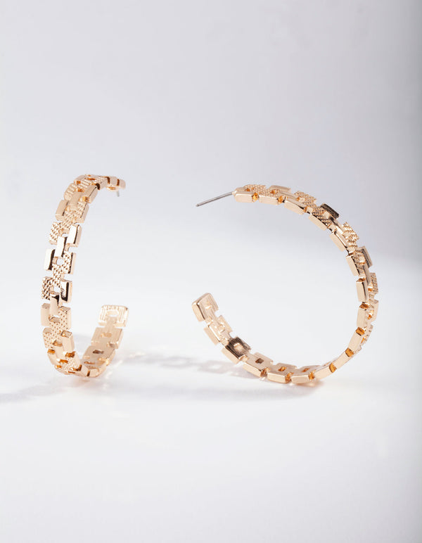 Gold Chain Link Hoop Earrings