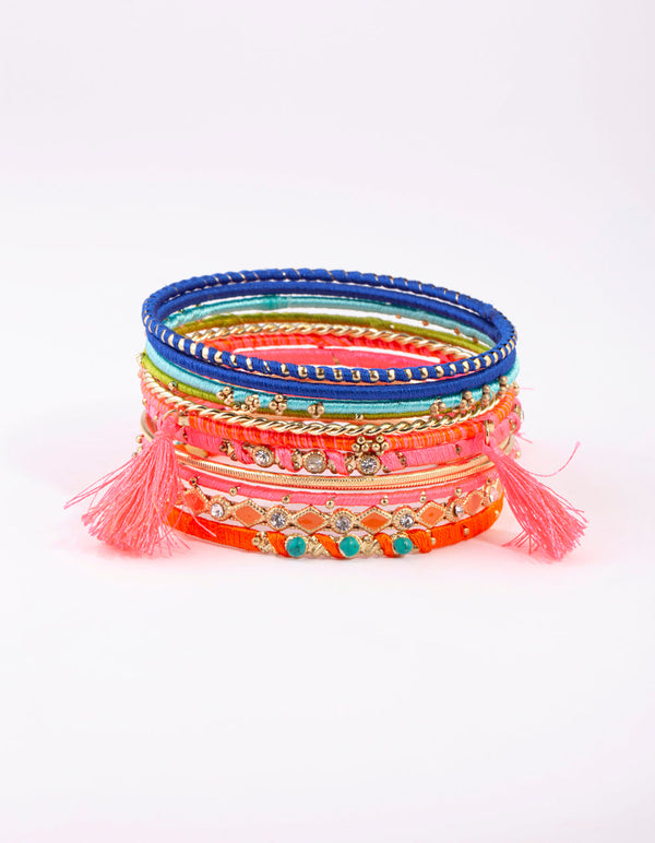 Gold Bright Tassel Bangle Pack