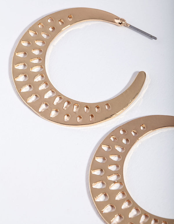 Gold Cut-Out Triangle Hoop Earrings
