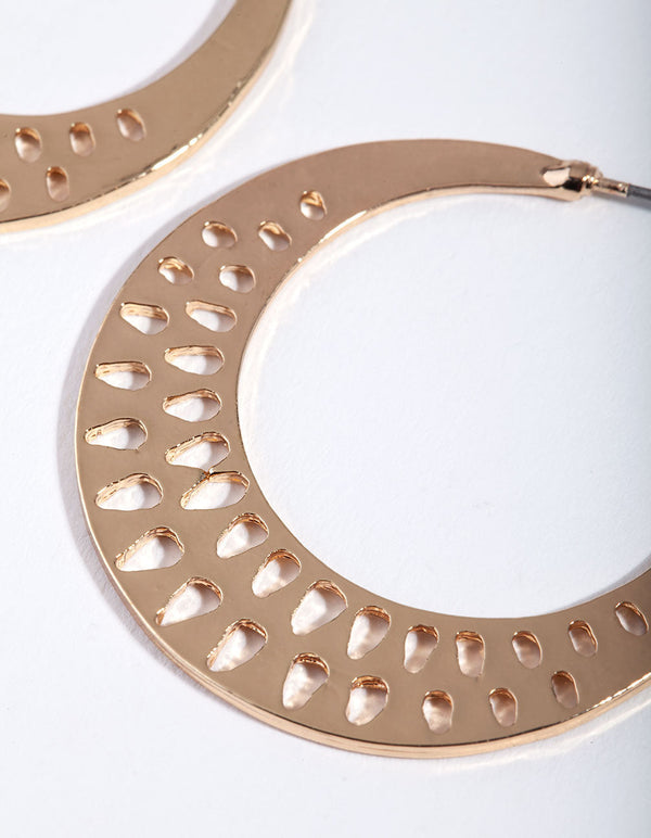 Gold Cut-Out Triangle Hoop Earrings