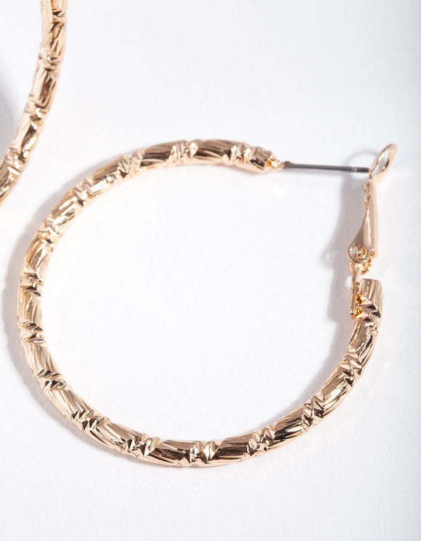 Gold Small Textured Hoop Earrings
