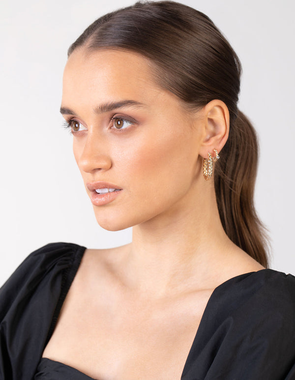 Gold Multi Twist Hoop Earring 6 Pack
