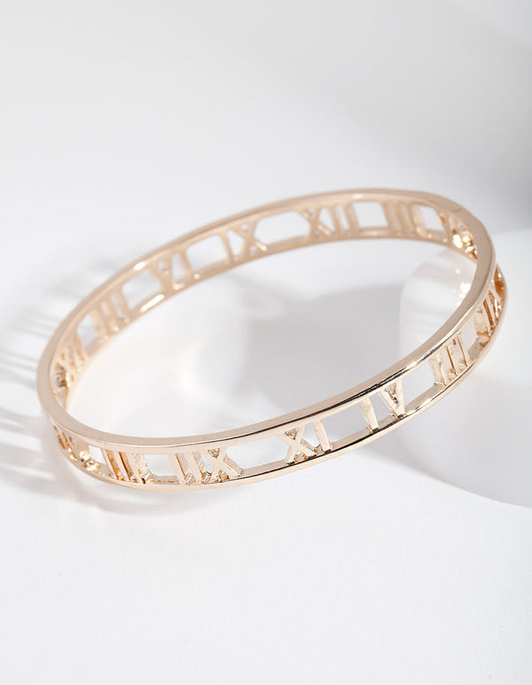 Gold Roman Numeral Bangle