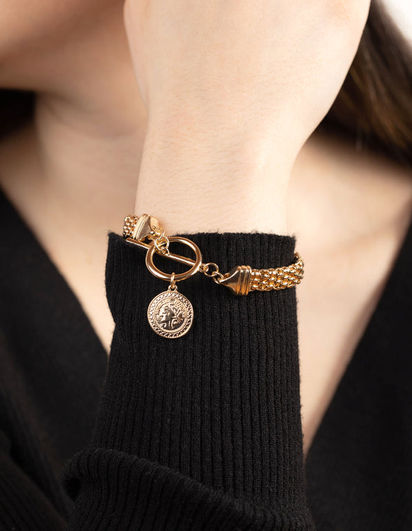 Gold Mesh Coin Bracelet