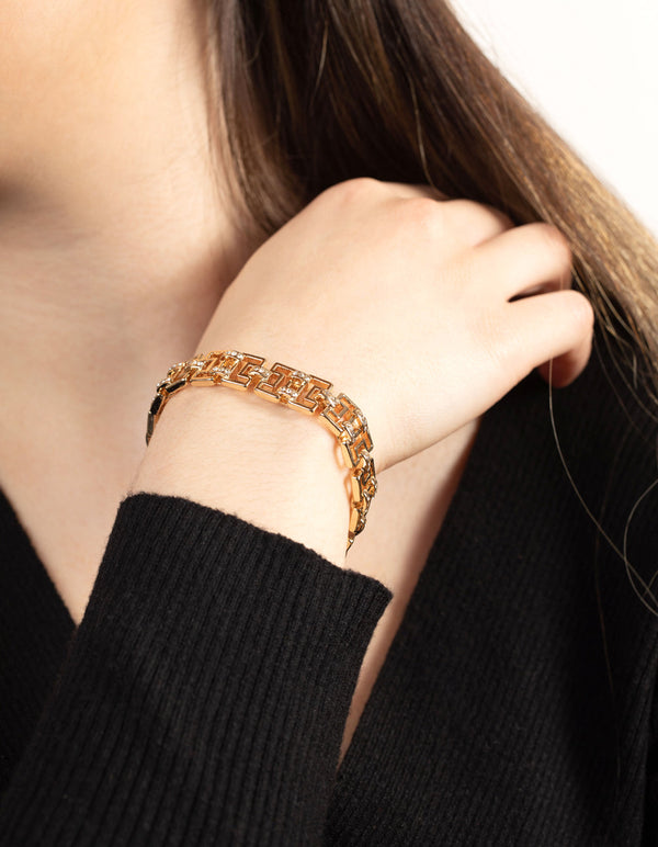 Gold Diamante Maze Clasp Bracelet