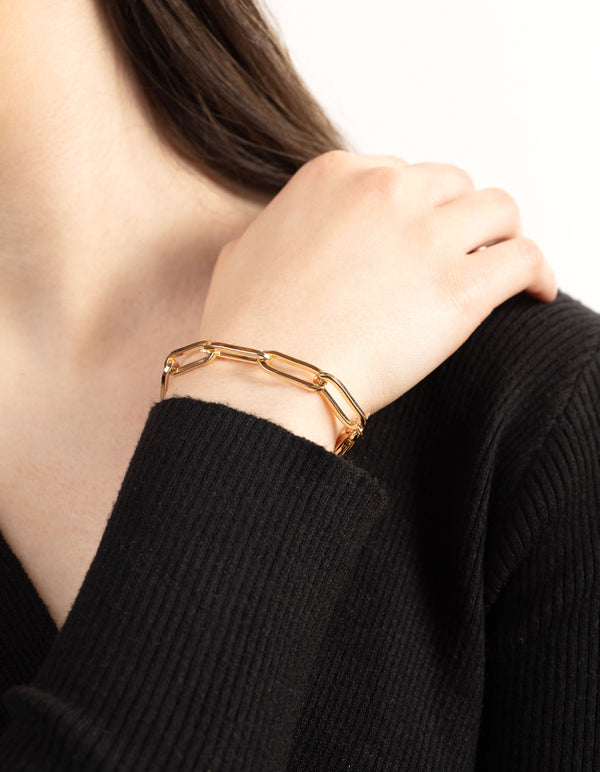 Gold Rectangle Claw Bracelet