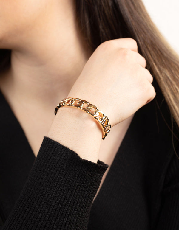 Gold Curb Hinge Bangle