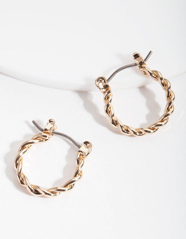 Gold Twist Hoop Earring and Bracelet Pack