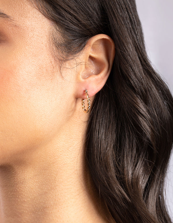 Gold Twist Hoop Earring and Bracelet Pack