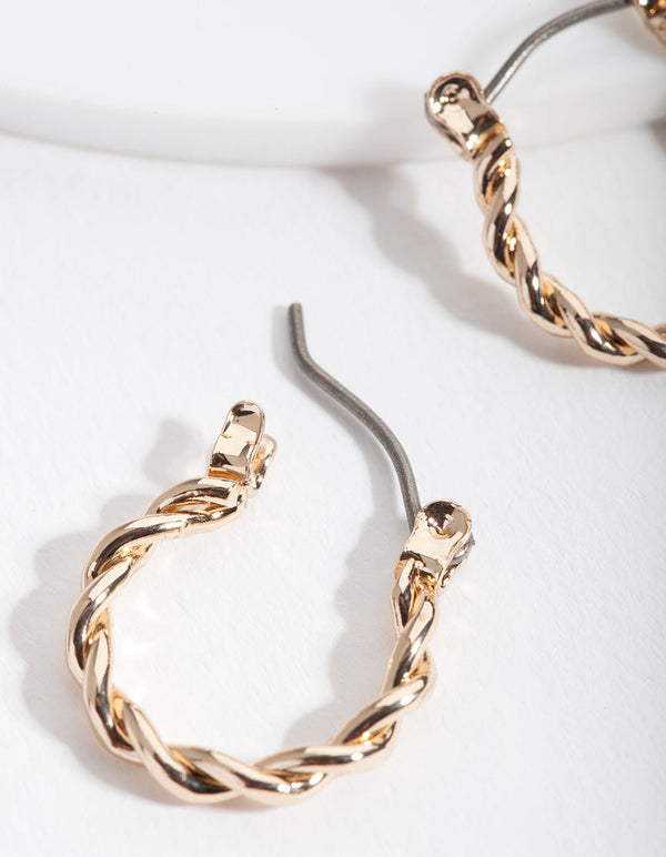Gold Twist Hoop Earring and Bracelet Pack