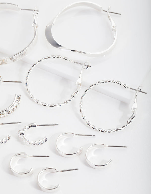 Silver Multi Choice Hoop Earring 6 Pack