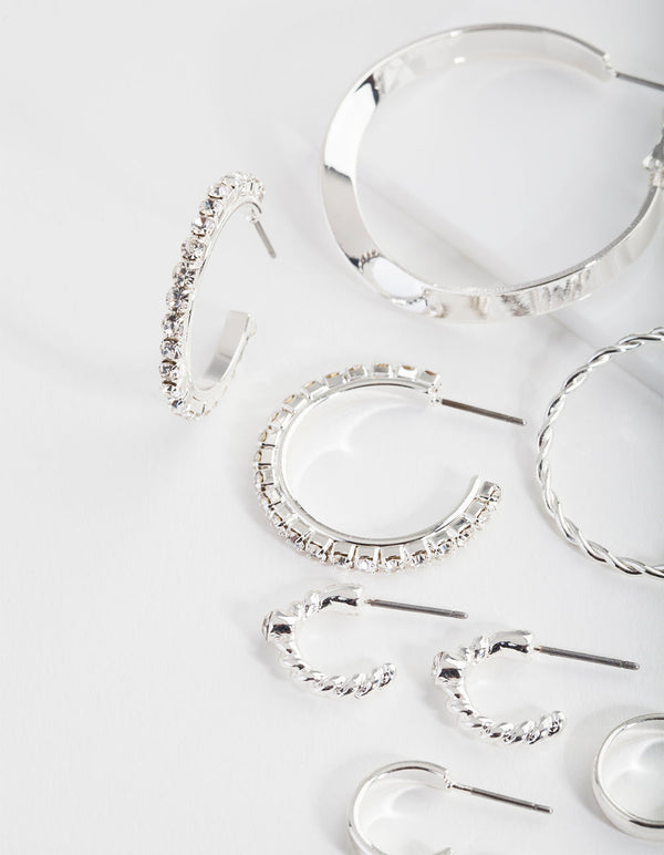 Silver Multi Choice Hoop Earring 6 Pack