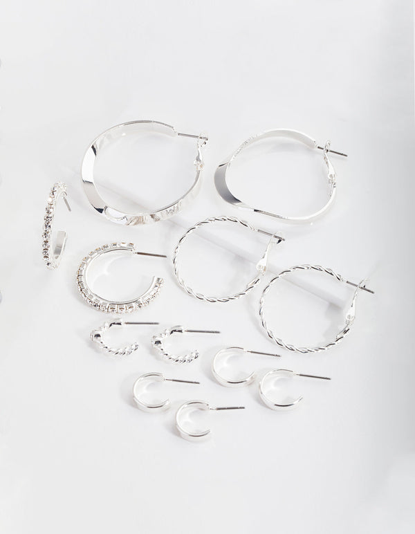 Silver Multi Choice Hoop Earring 6 Pack