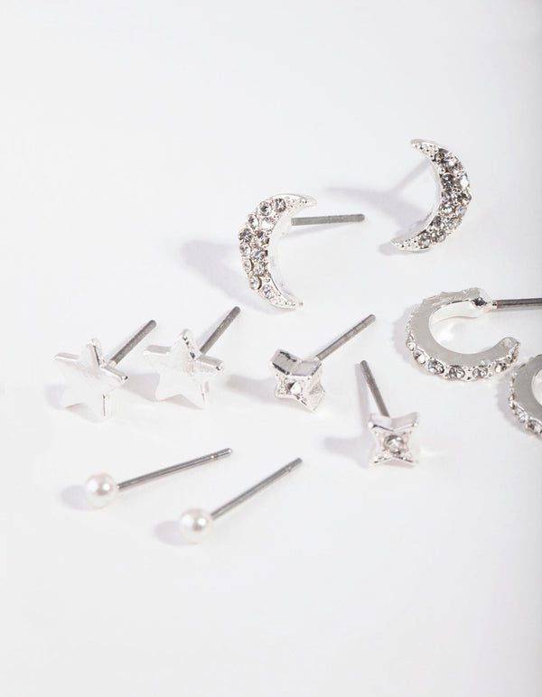 Silver Celestial Earring 5 Pack