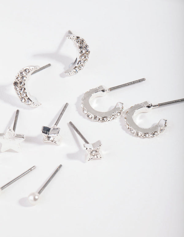 Silver Celestial Earring 5 Pack