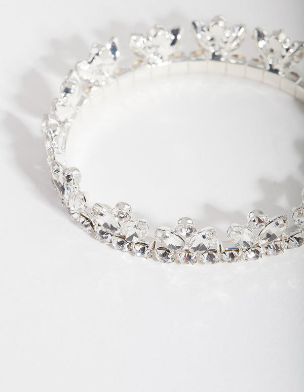 Silver Marquise Stone Leaf Bracelet