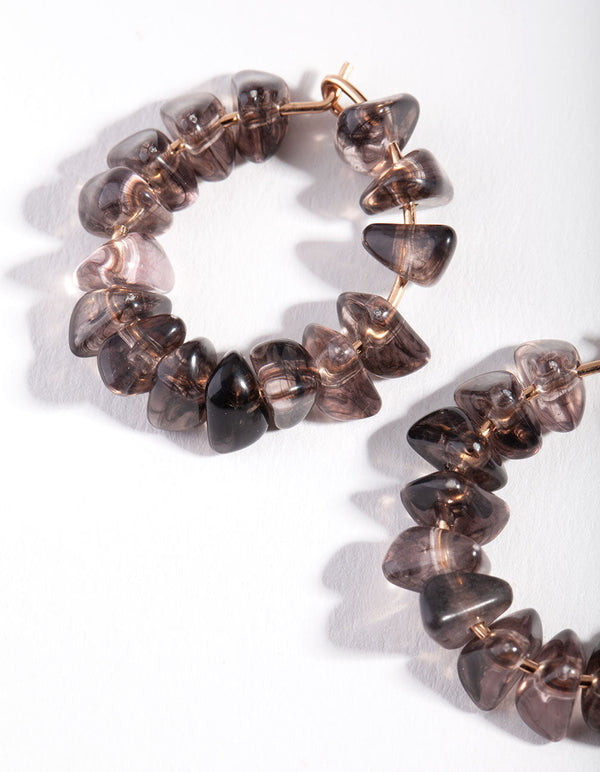Gold Purple Mini Stone Hoop Earrings