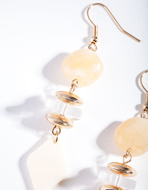 Gold Neutral Multi Bead Earrings