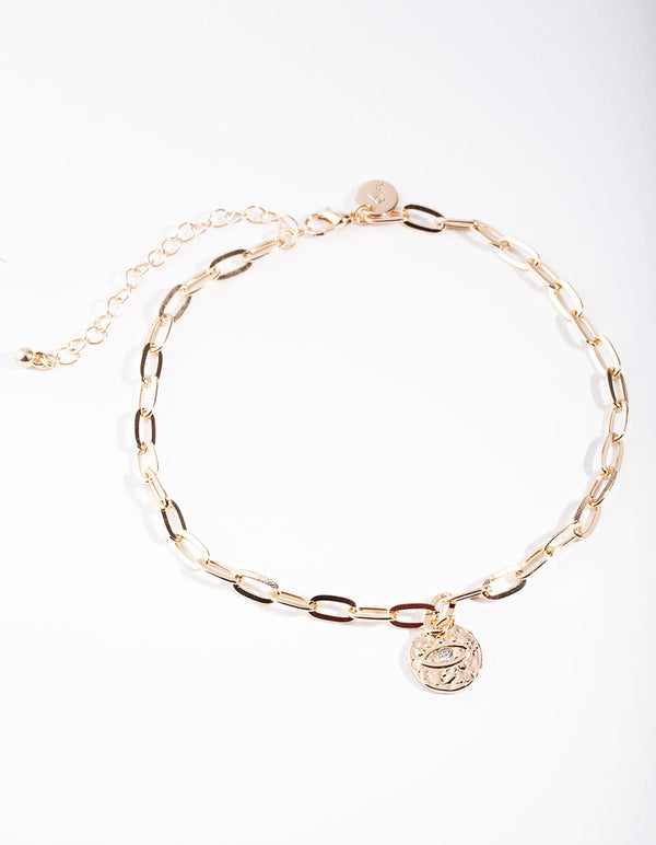 Gold Eye Pendant Choker Necklace