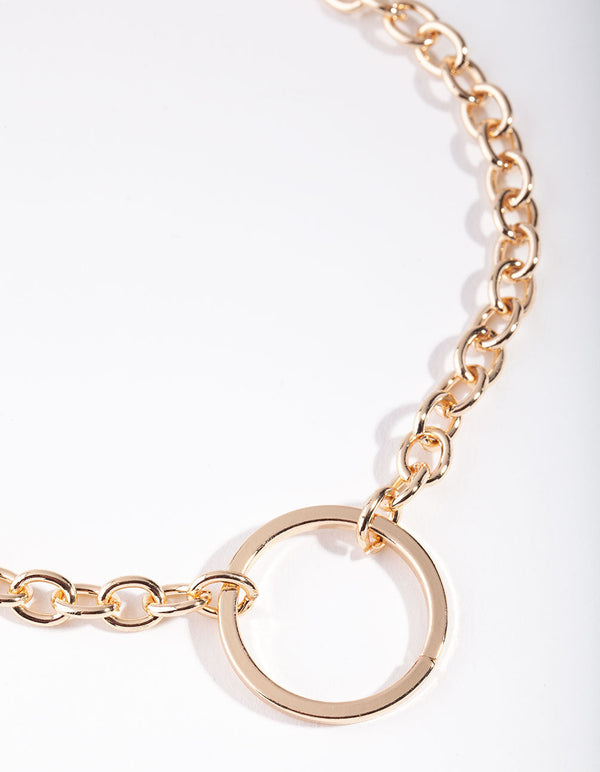 Gold Open Circle Choker Necklace