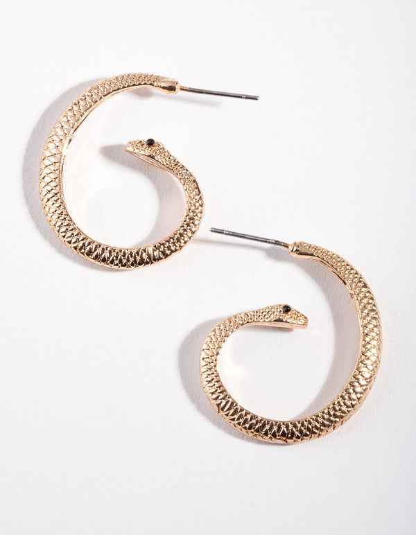 Gold Spiral Open Hoop Earrings