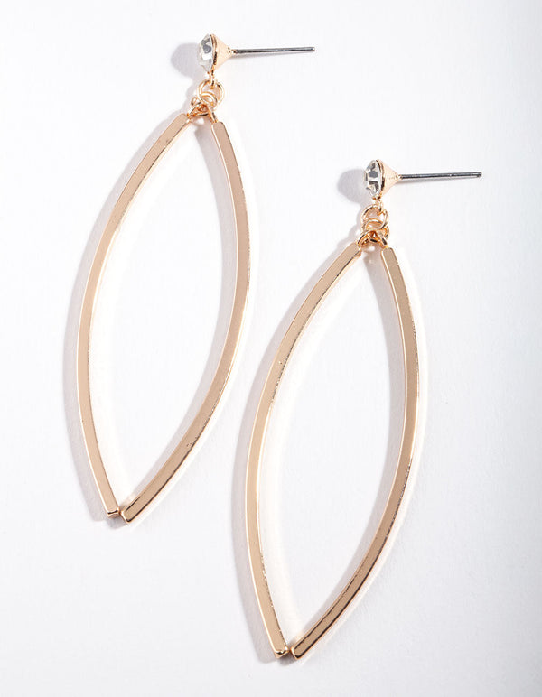 Gold Polished Curve Stick Earrings