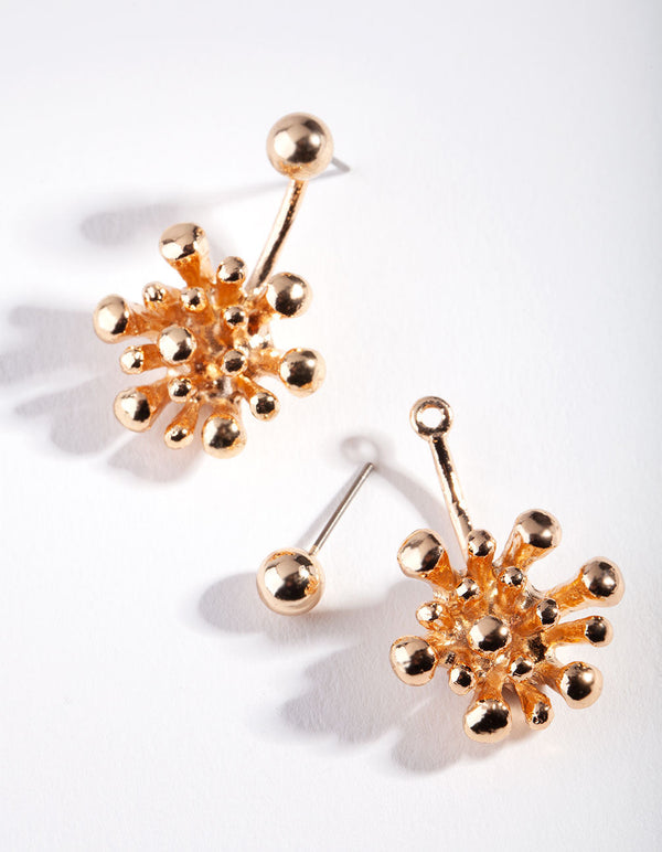 Gold Burst Jacket Earrings