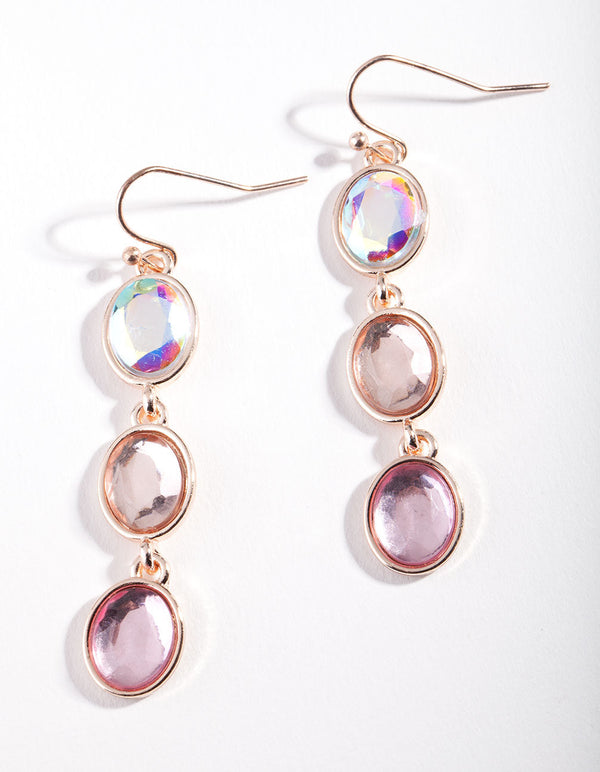 Rose Gold Iridescent Gem Earrings
