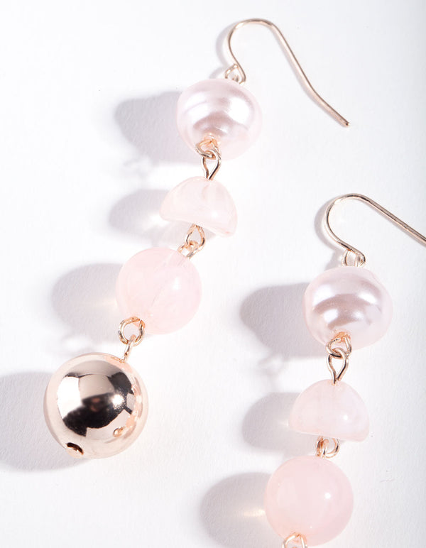 Rose Gold Pink Circle Bead Earrings
