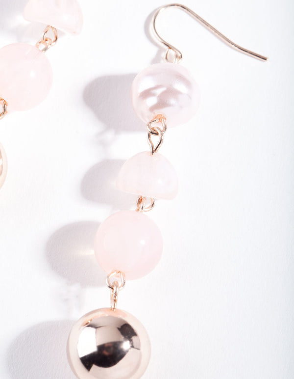 Rose Gold Pink Circle Bead Earrings