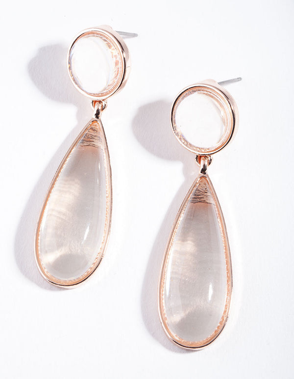 Rose Gold Transparent Drop Earrings