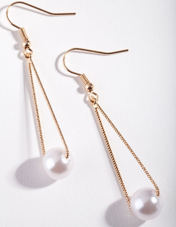 Gold Pearl Textured Cut-Out Earrings