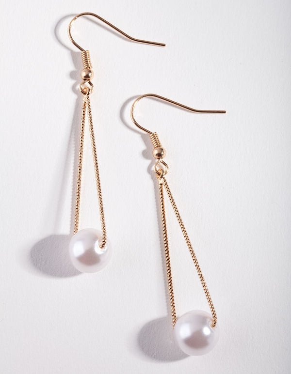 Gold Pearl Textured Cut-Out Earrings