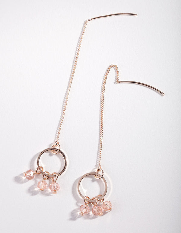 Rose Gold Pink Bead Thread Through Earrings