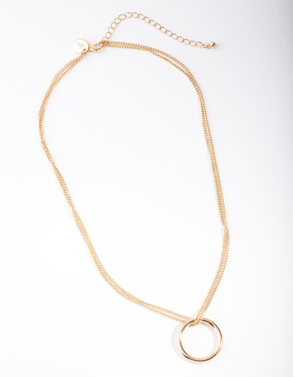 Gold Open Hoop Necklace