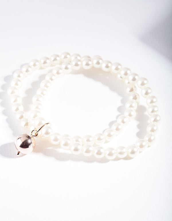 Rose Gold Pearl Multi Row Bracelet