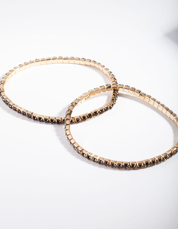 Gold Green Diamante Bracelet 2 Pack