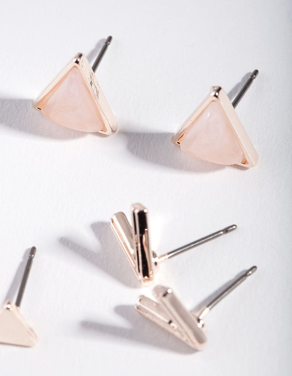Rose Gold Triangle Earring 3 Pack