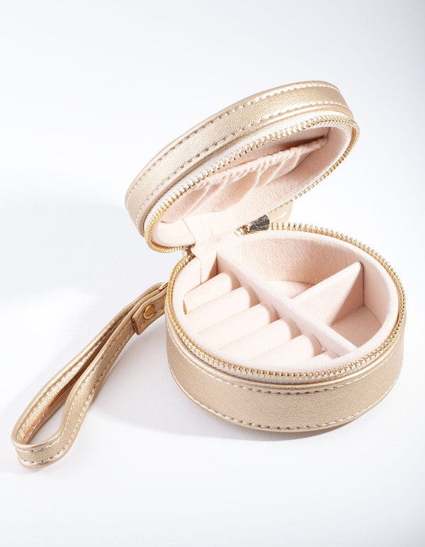 Gold Round Jewellery Box