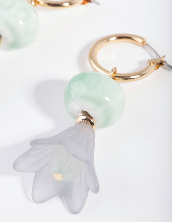 Gold Small Flower Huggie Earrings